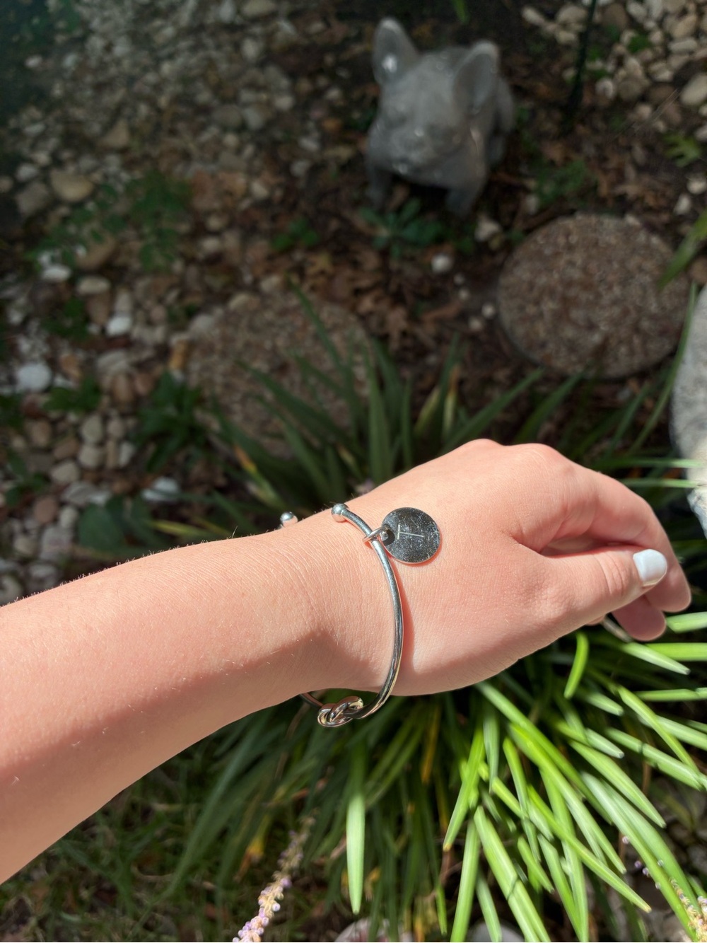 Silver Charm Bangle Bracelet with T initial